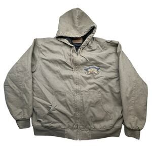 Vintage Snap-On Tools Duck Canvas Gray Hooded Work Jacket Mens 2XL Lined